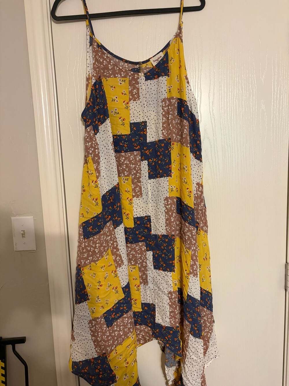 Hayden Los Angeles Floral Patchwork Spaghetti Strap Midi Dress Plus Size 1XL